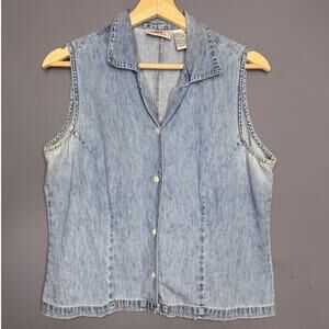 Vintage Faded Glory Short Sleeve Denim Top Size: Large